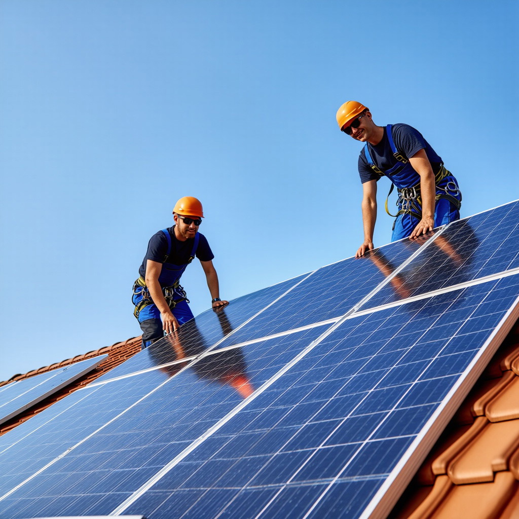 PV modules during installation in Nuremberg